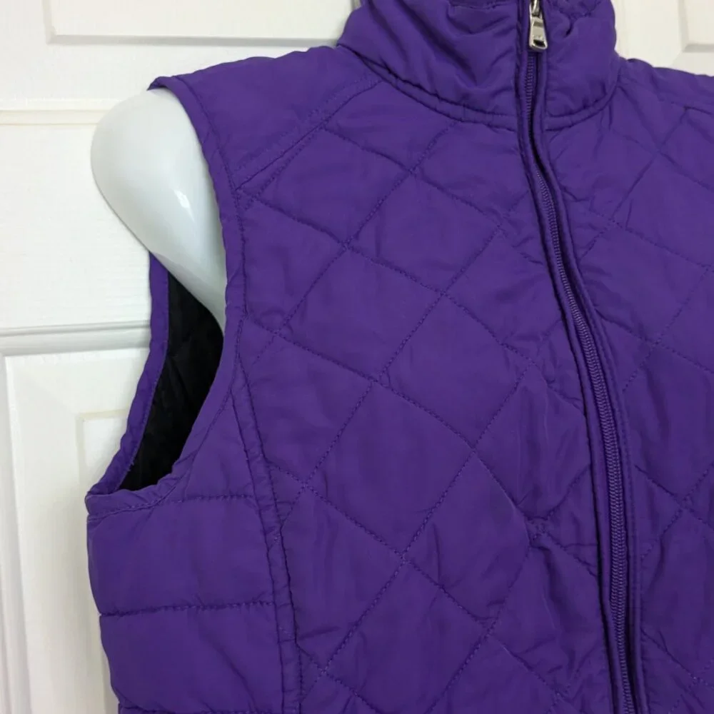 Lauren Ralph Lauren Women's Purple Quilted Vest Full Zip Size M
